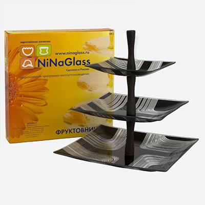 

Фруктовница NiNaGlass 85-008-15/20/25 см. Сонет 3-х ярусная