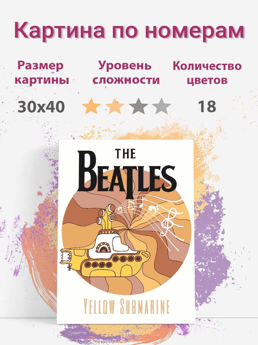 Картина по номерам Раскрасим сами Beatles Подводная лодка холст на подрамнике 30х40 см