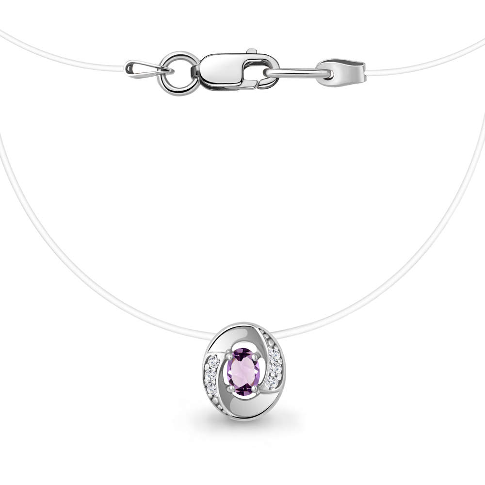 

Колье из серебра с аметистом\фианитом Aquamarine Aquamarine 7366504А_925_р 40 см, 7366504А_925_р