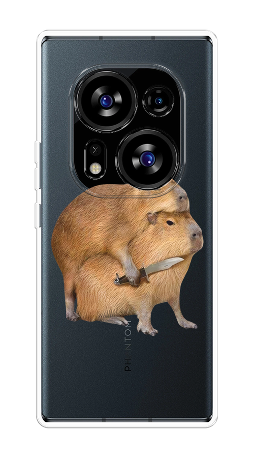 

Чехол на Tecno Phantom X2/X2 Pro "Капибара с ножом", Бежевый, 303250-1