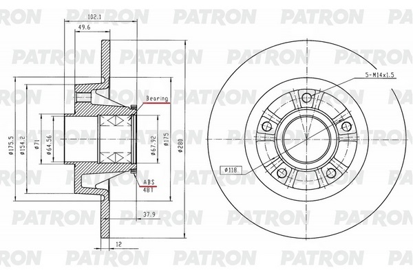 

Диск Тормозной PATRON pbd1243