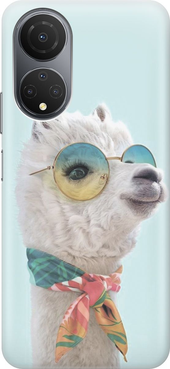 

Силиконовый чехол на Honor X7 "Стильная лама", Белый;голубой, 158547