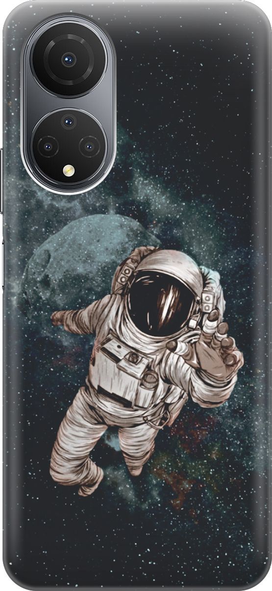 

Силиконовый чехол на Honor X7 "Космонавт", Белый;черный, 158544