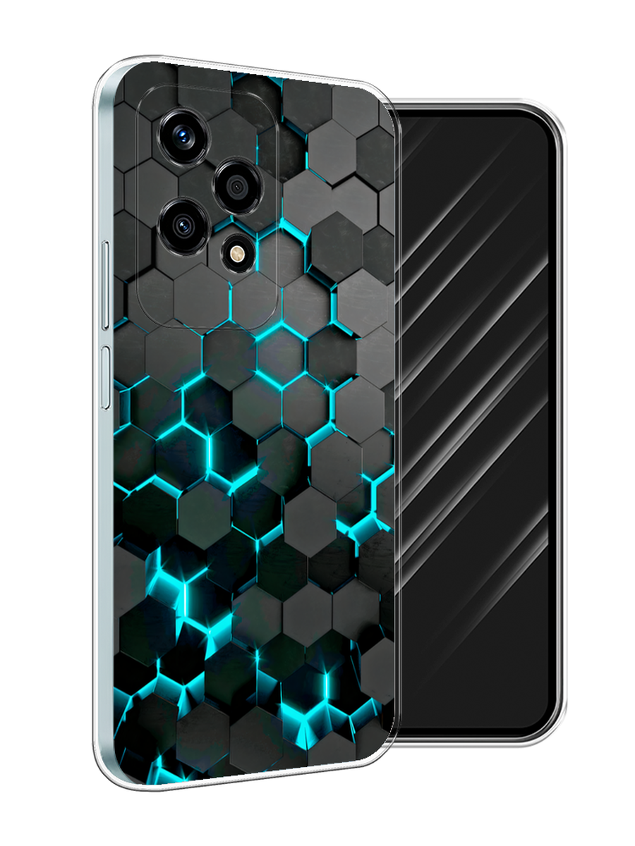 

Чехол Awog на Honor 200 Lite "Соты бирюзовые", Черный;бирюзовый;синий, 6124650-1