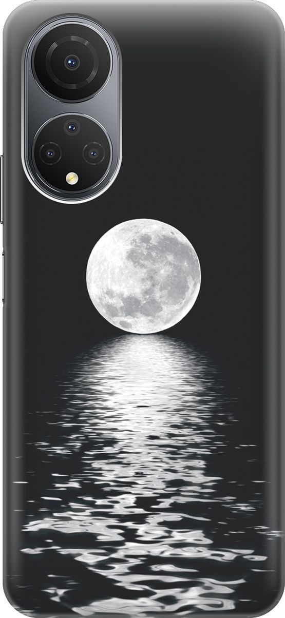 

Силиконовый чехол на Honor X7 "Луна над морем", Белый;черный, 158552