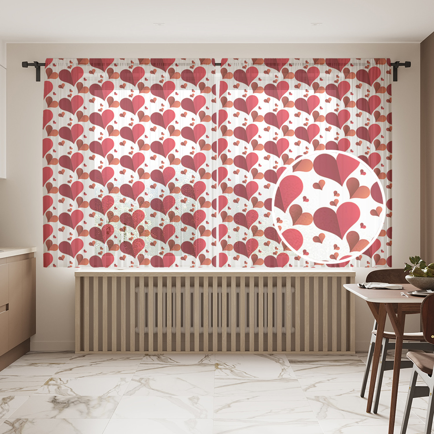 

Тюль для кухни и спальни JoyArty "Про любовь" 145х180см 2 полотна, Про любовь