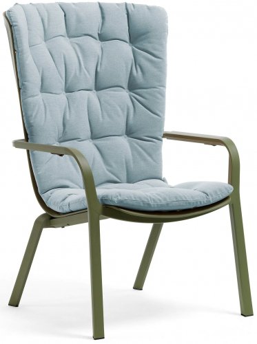 Лаунж-кресло пластиковое с подушкой ReeHouse Folio Агава, Голубой