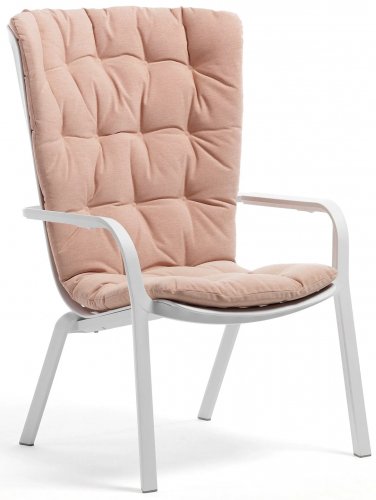 Лаунж-кресло пластиковое с подушкой ReeHouse Folio Белый, Розовый