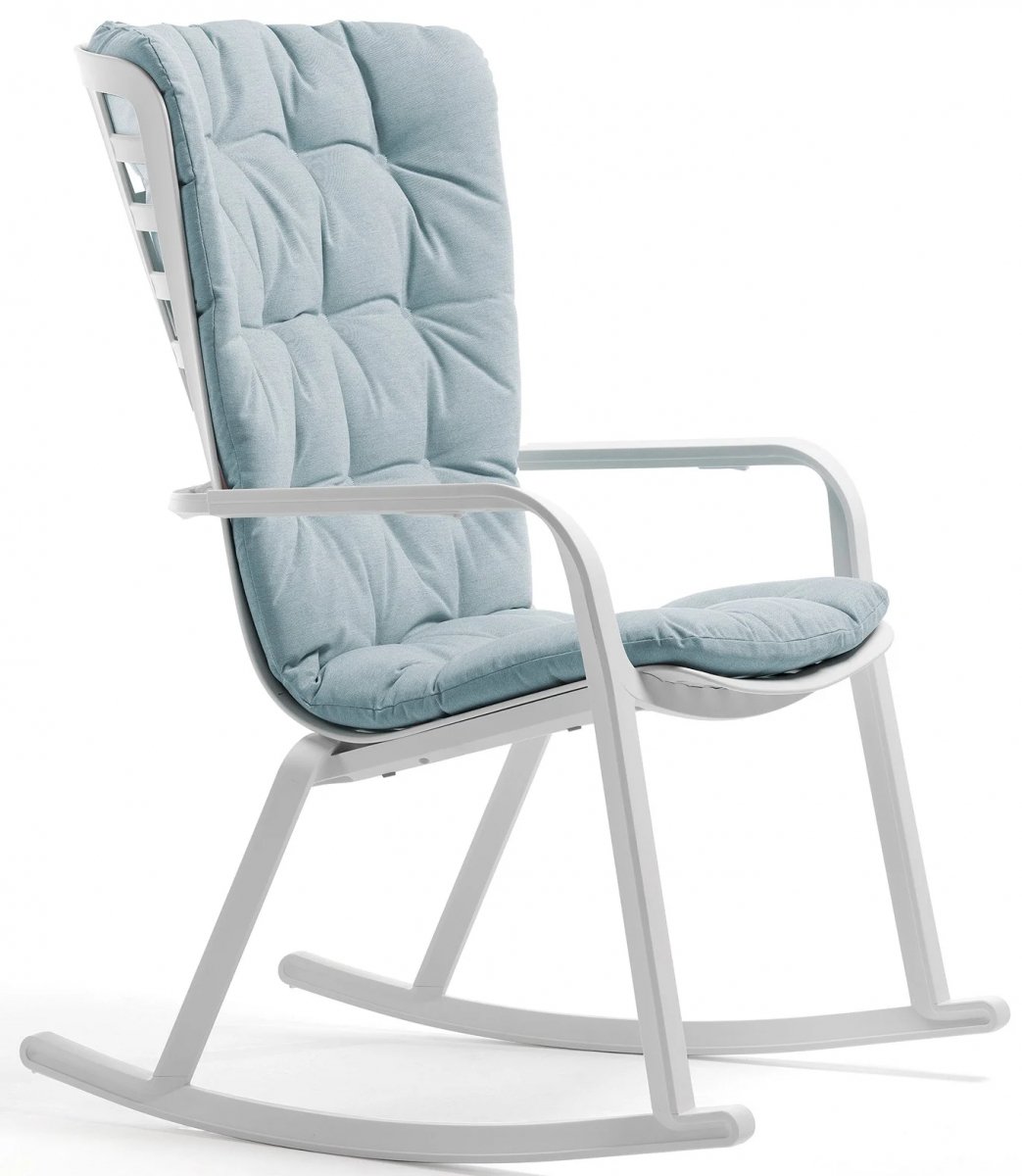 Кресло-качалка пластиковое с подушкой ReeHouse Folio Белый, Голубой