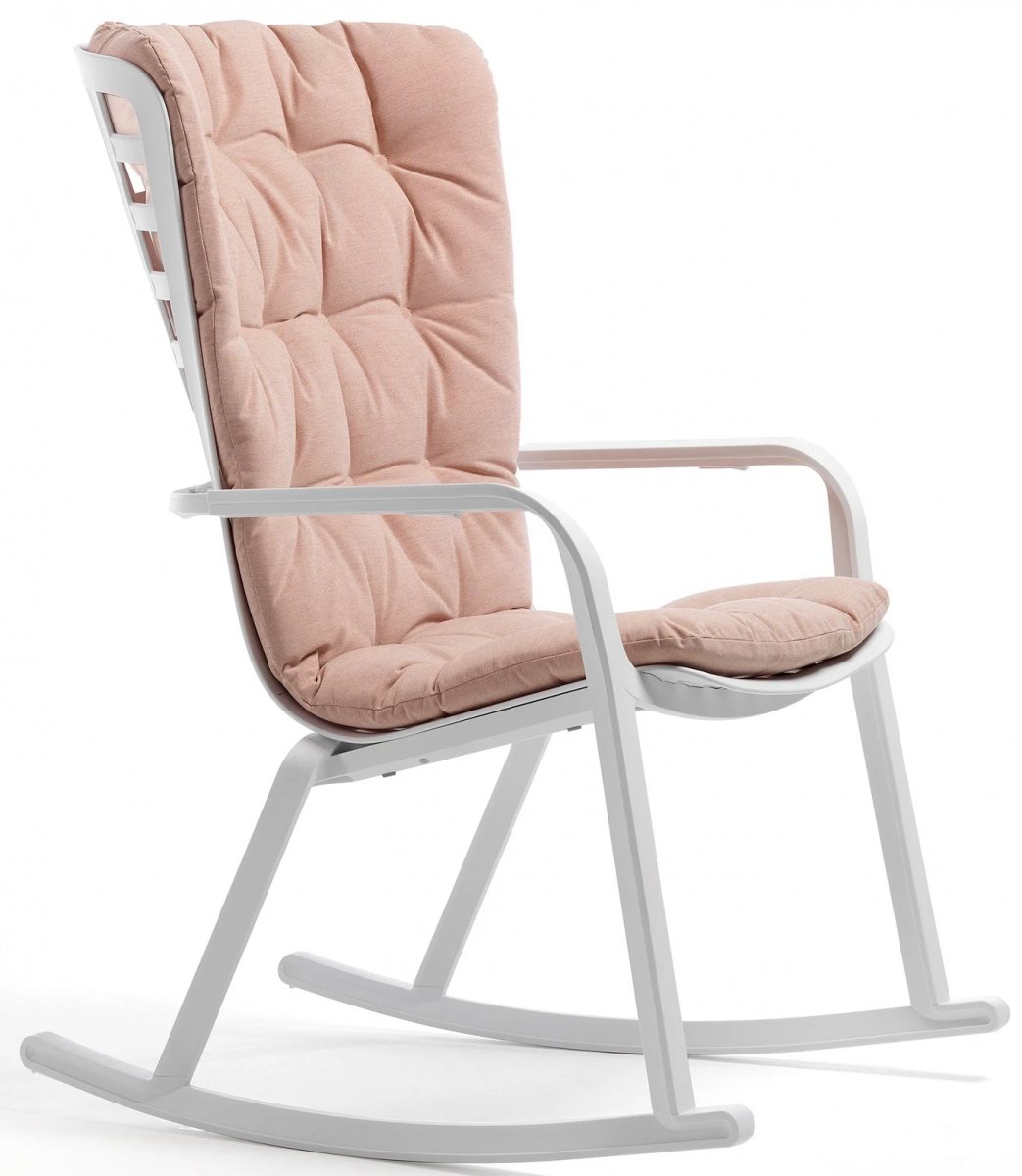Кресло-качалка пластиковое с подушкой ReeHouse Folio Белый, Розовый