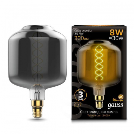 

Лампа Gauss Gauss Filament DL180 8W 300lm 2400К Е27 gray flexible Led 1/6
