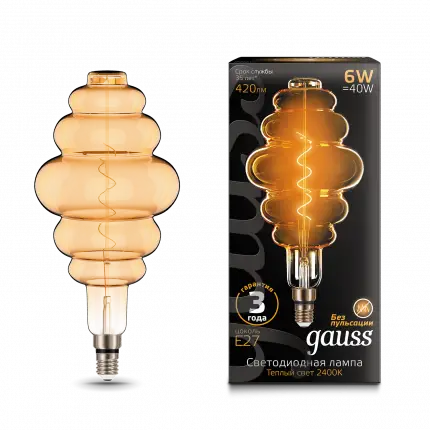 

Лампа Gauss Filament Honeycomb 6W 420lm 2400К Е27 golden flexible Led 1/6