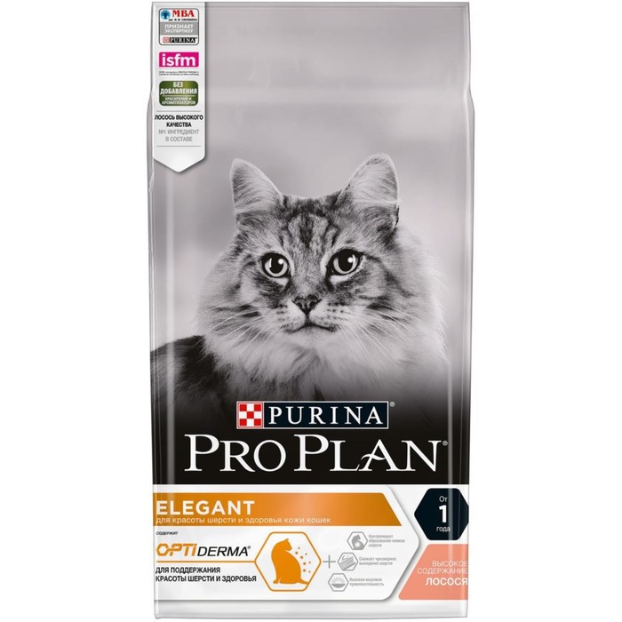 

Сухой корм для кошек Pro Plan Elegant для шерсти и кожи со вкусом лососи 1,5 кг