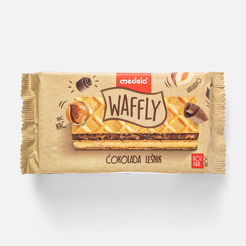 Вафли Medela Waffly с шоколадом и лесным орехом, 180 г