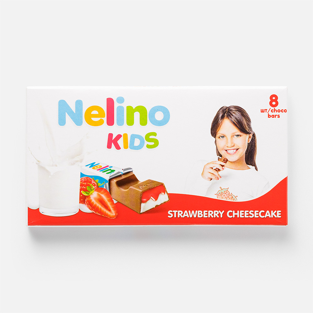 Шоколад Nelino Kids молочный, с клубнично-чизкейковым наполнителем, 100 г