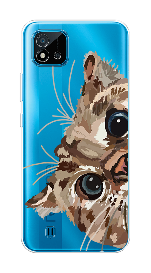

Чехол на Oppo Realme C20 "Любопытный кот", Коричневый;синий;черный, 254850-1
