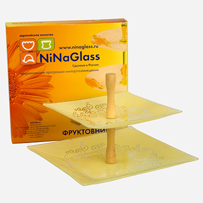 

Фруктовница NiNaGlass 85-030-20/25 см. Виктория 2-х ярусная квадратная