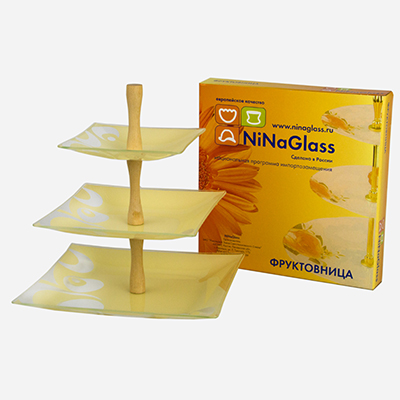 

Фруктовница NiNaGlass 85-121-15/20/25 см. Эстель 3-х ярусная квадратная