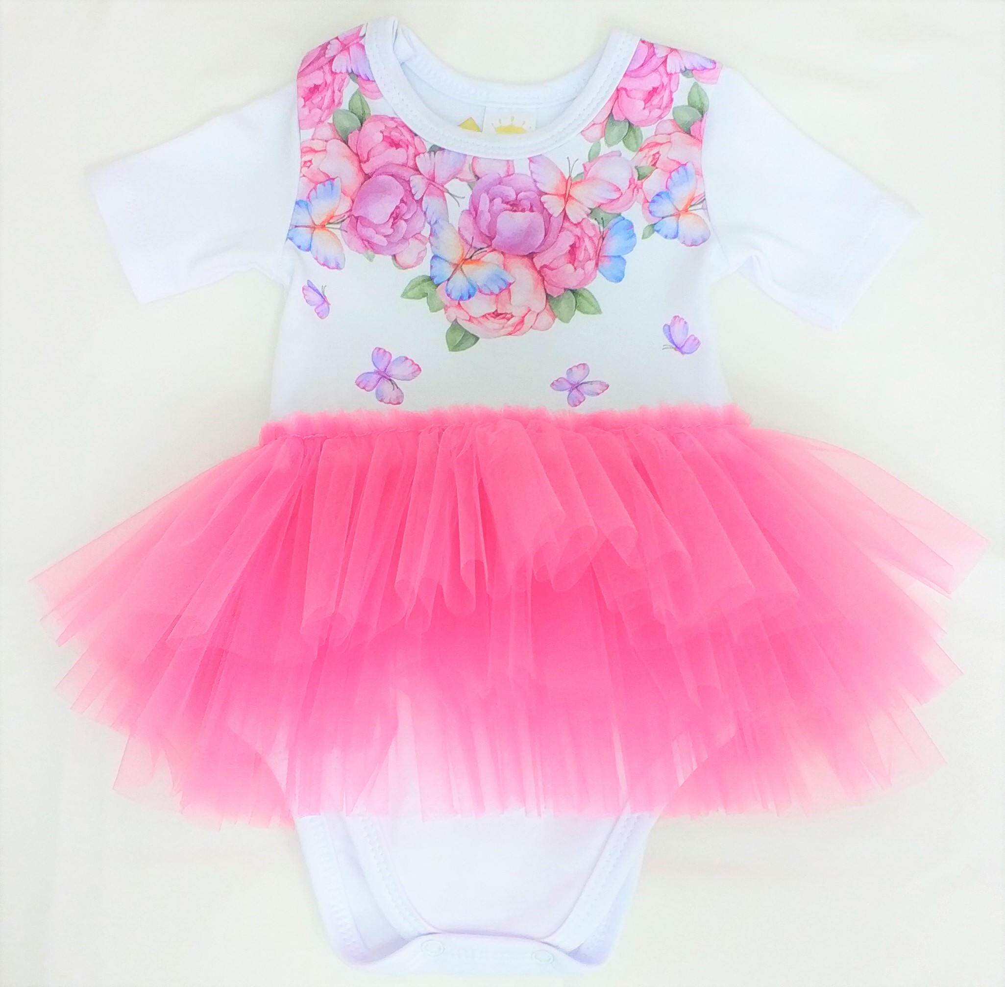 Боди детское Luxury Baby Пионы с бабочками, белый; розовый, 68