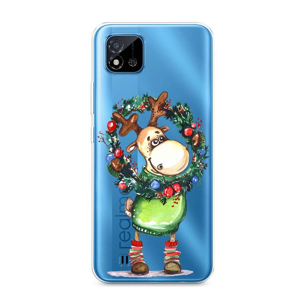 

Чехол на Oppo Realme C20 "Олень с новогодним венком", 254850-4