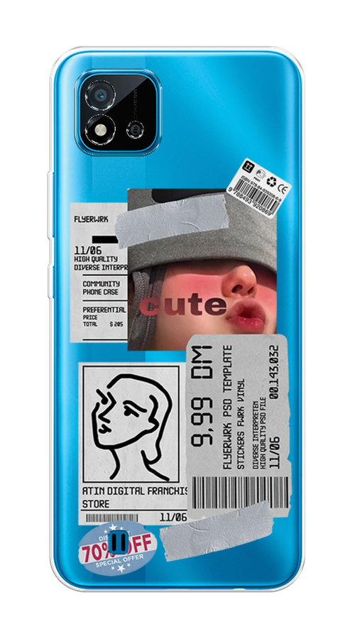 

Чехол на Oppo Realme C20 "Cute girl collage", Розовый;серый;голубой, 254850-6