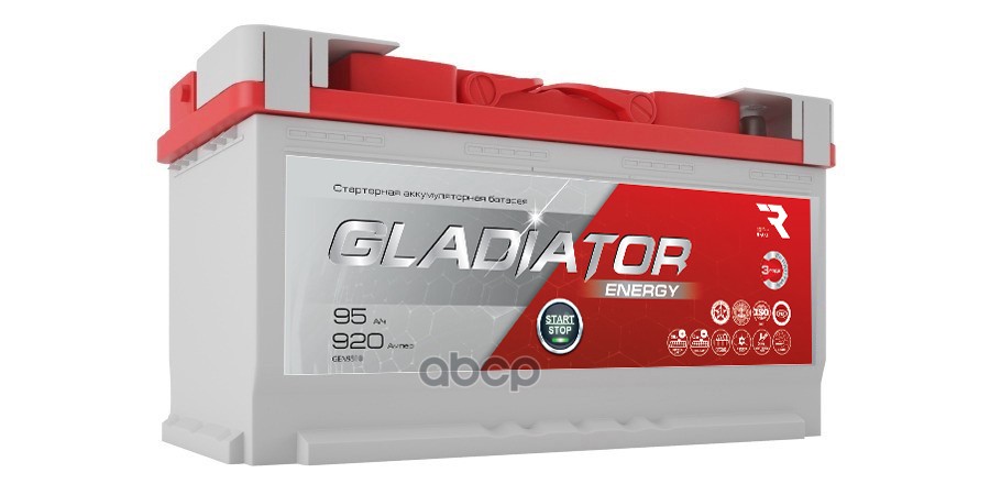 

Аккумулятор GLADIATOR Energy 95 Ah, 920 A, 353x175x190 обр.