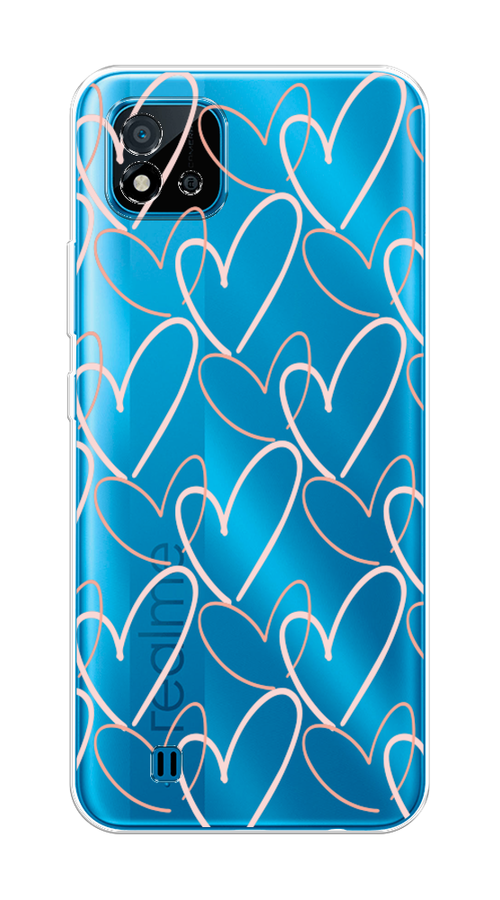 

Чехол на Oppo Realme C20 "Узор из сердечек", Розовый;бежевый, 254850-6
