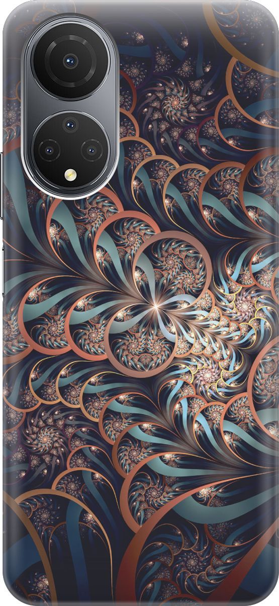

Силиконовый чехол на Honor X7 "Огуречные узоры", Голубой;коричневый, 158539