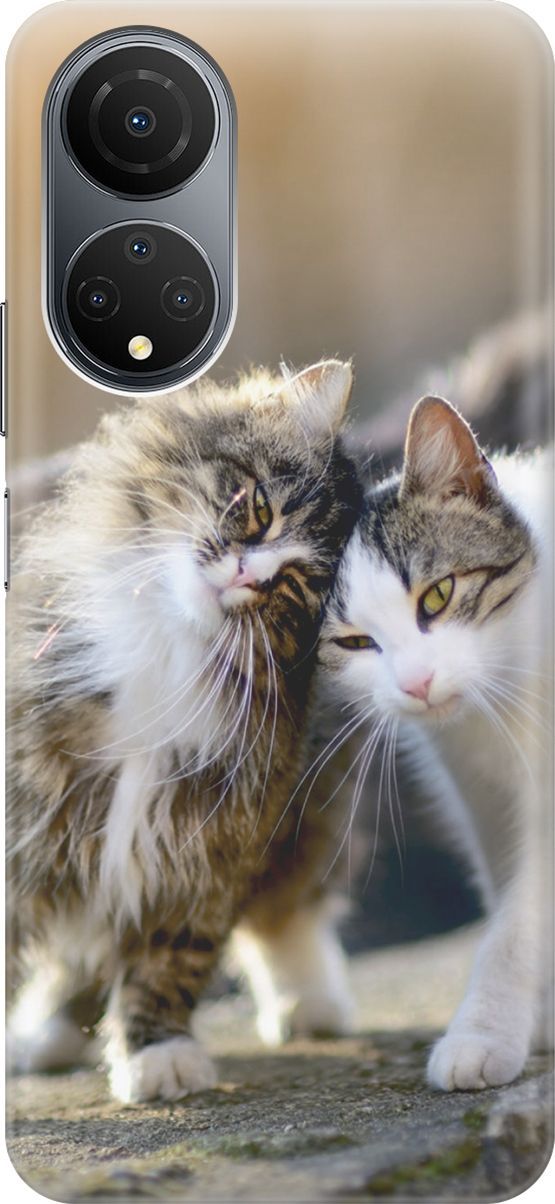 

Силиконовый чехол на Honor X7 "Ласкающиеся кошечки", Бежевый;белый, 158545