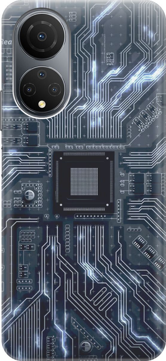 

Силиконовый чехол на Honor X7 "Синяя микросхема", Белый;серый, 158551