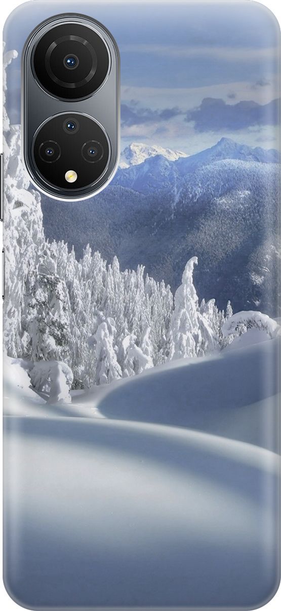 

Силиконовый чехол на Honor X7 "Заснеженный лес и горы", Белый;голубой, 158543