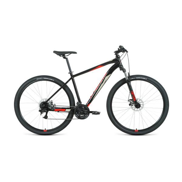 

Велосипед 29 FORWARD APACHE 2.2 (DISK) (21-ск.) 2022 (рама 21) черный/красный, RBK22FW29458
