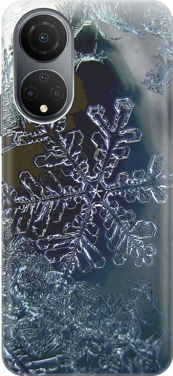 

Силиконовый чехол на Honor X7 "Макро снежинка", Синий;черный, 158543