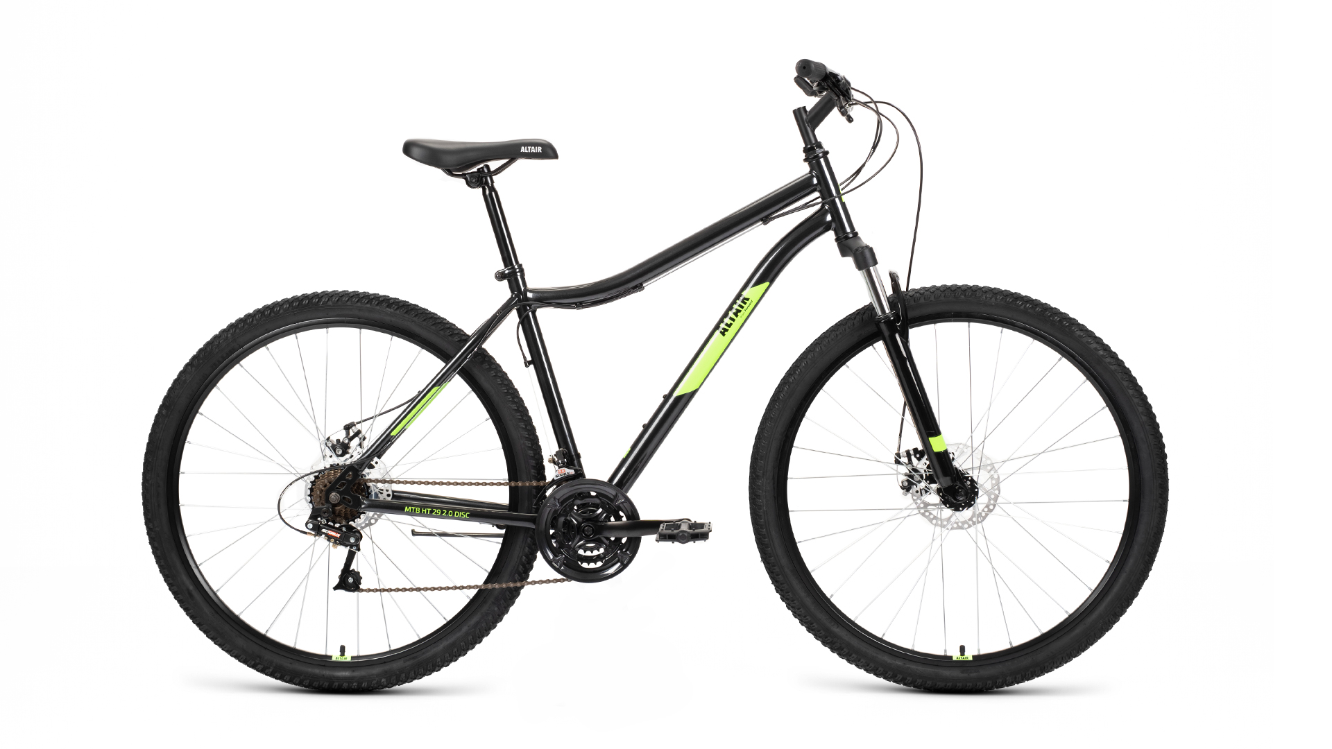 фото Велосипед altair mtb ht 2.0 disk 2022 19" черный/ярко-зеленый