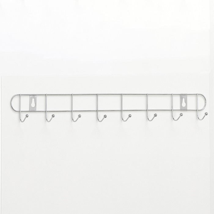 фото Вешалка настенная на 8 крючков доляна «лето», 46×3×5 см, цвет серебро