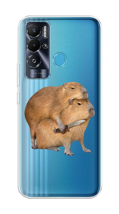 

Чехол на Tecno Pova Neo "Капибара с ножом", Бежевый, 302150-1