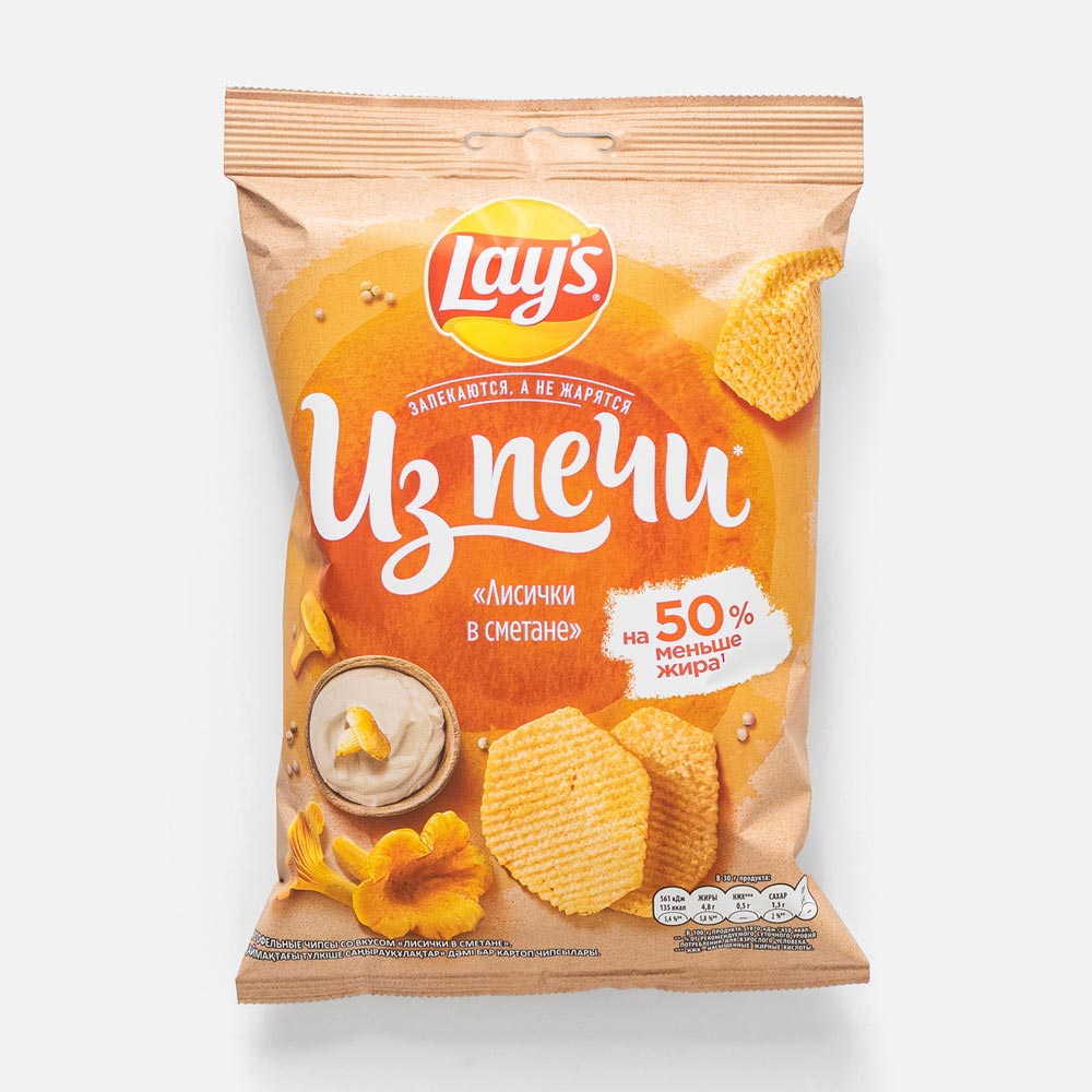 Чипсы Lay's Из печи, со вкусом лисичек в сметане, 85 г