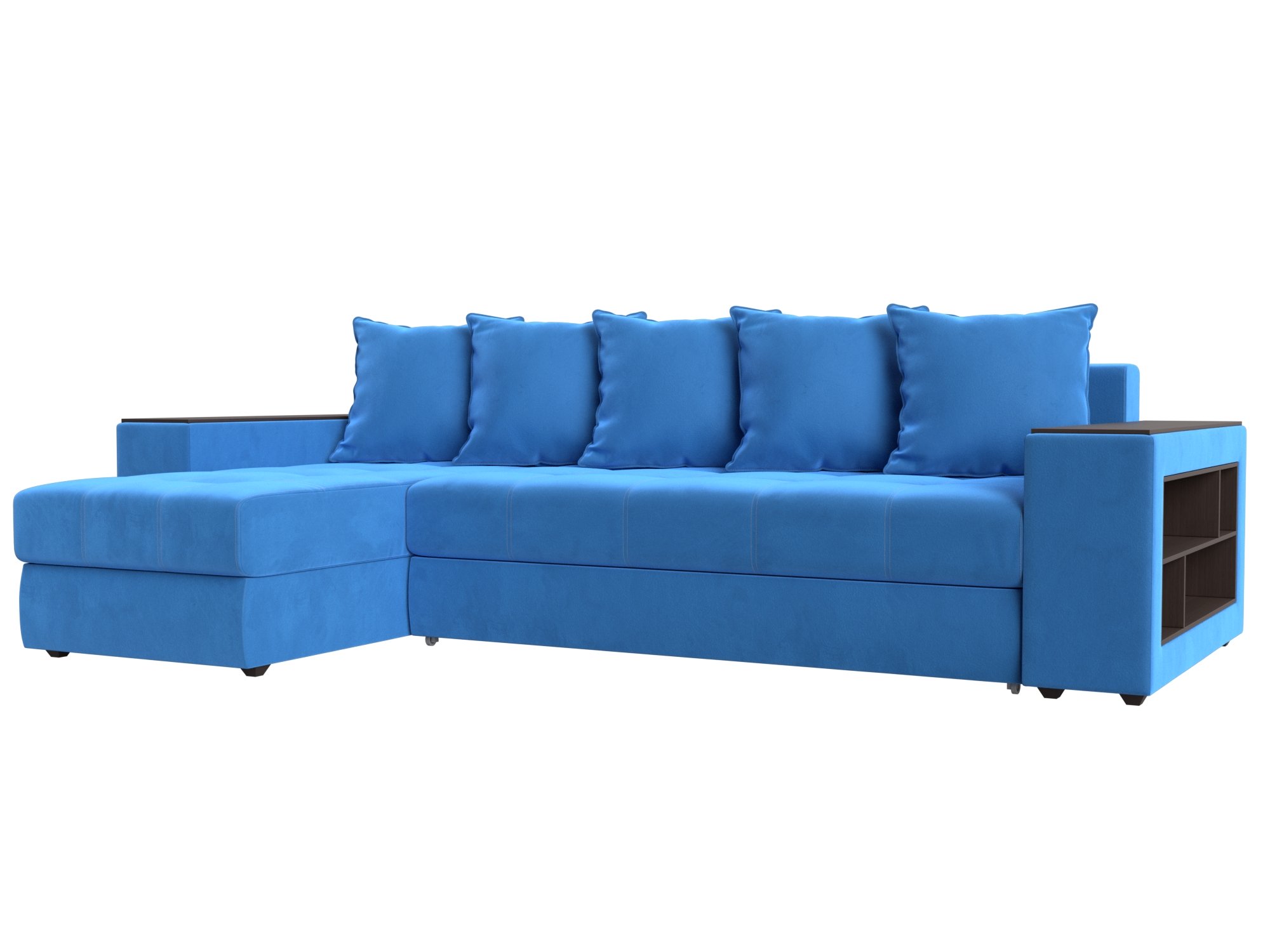 фото Угловой диван лига диванов дубай левый угол голубой (велюр)