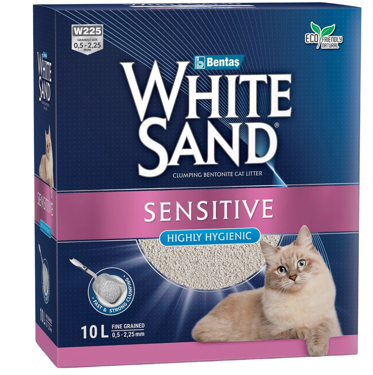 Комкующийся наполнитель White Sand бентонитовый, для чувствительных кошек, 8,5 кг