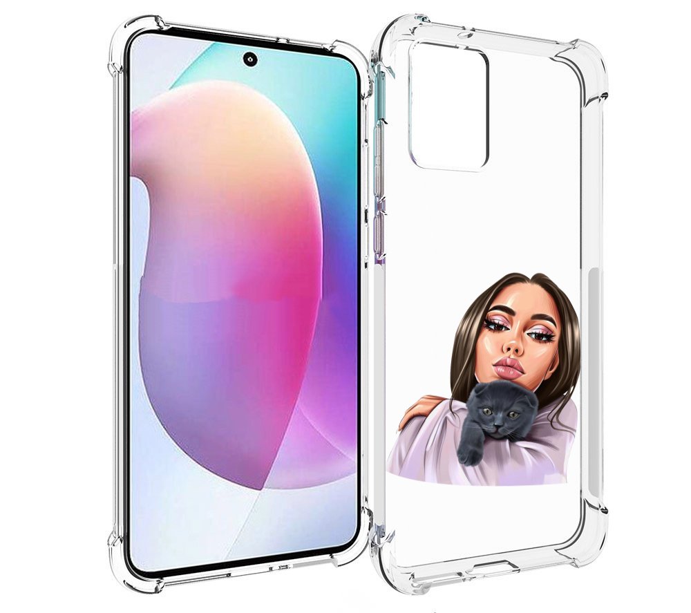 

Чехол MyPads нарисованная-девушка-с-котом женский для Motorola Edge 30 Neo, Прозрачный, Tocco