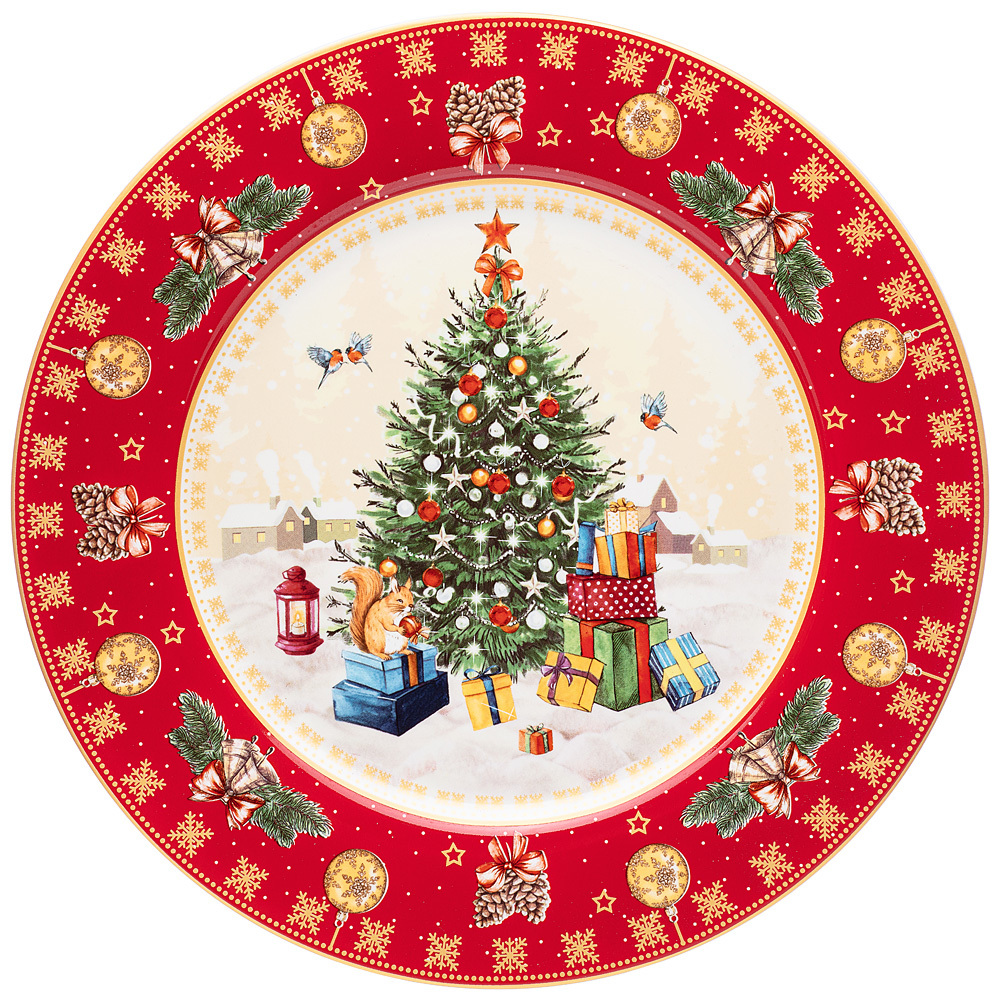 фото Новогодняя тарелка обеденная lefard "елка" 27см красная