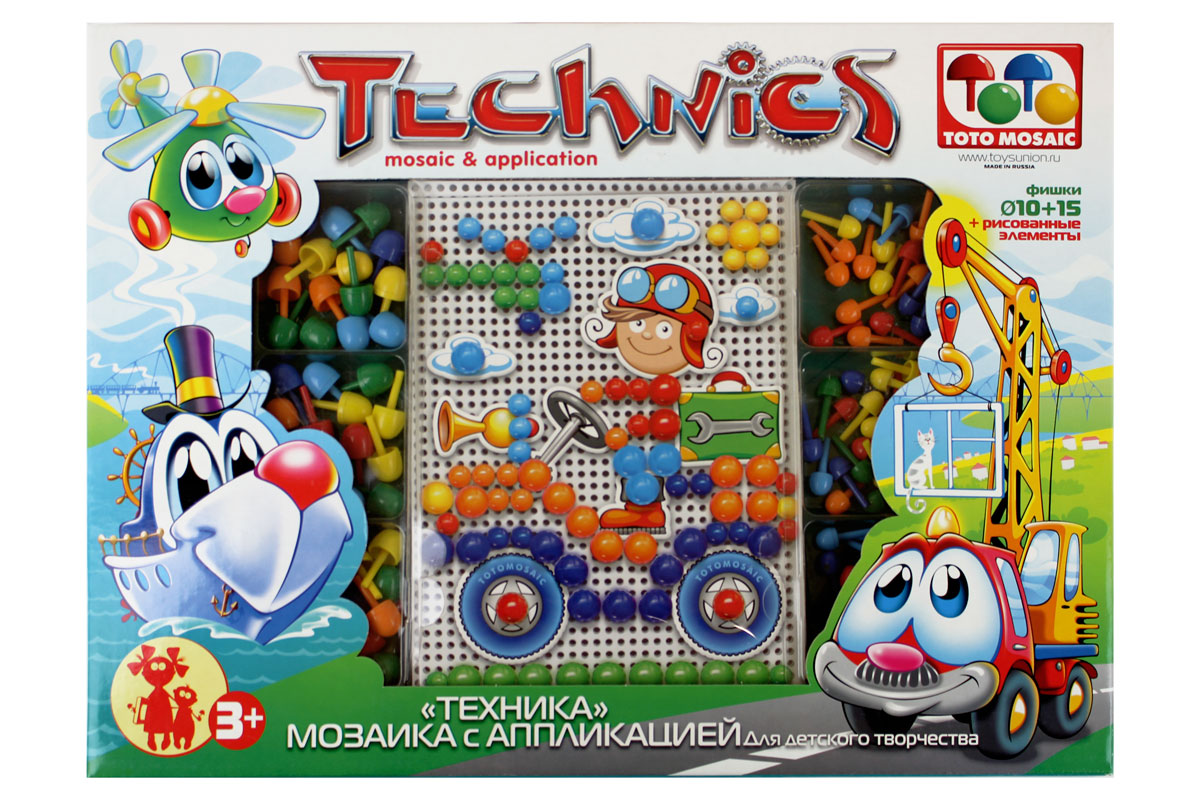 

Мозаика для детей Toys Union с аппликацией Техника 100 фишек, Техника