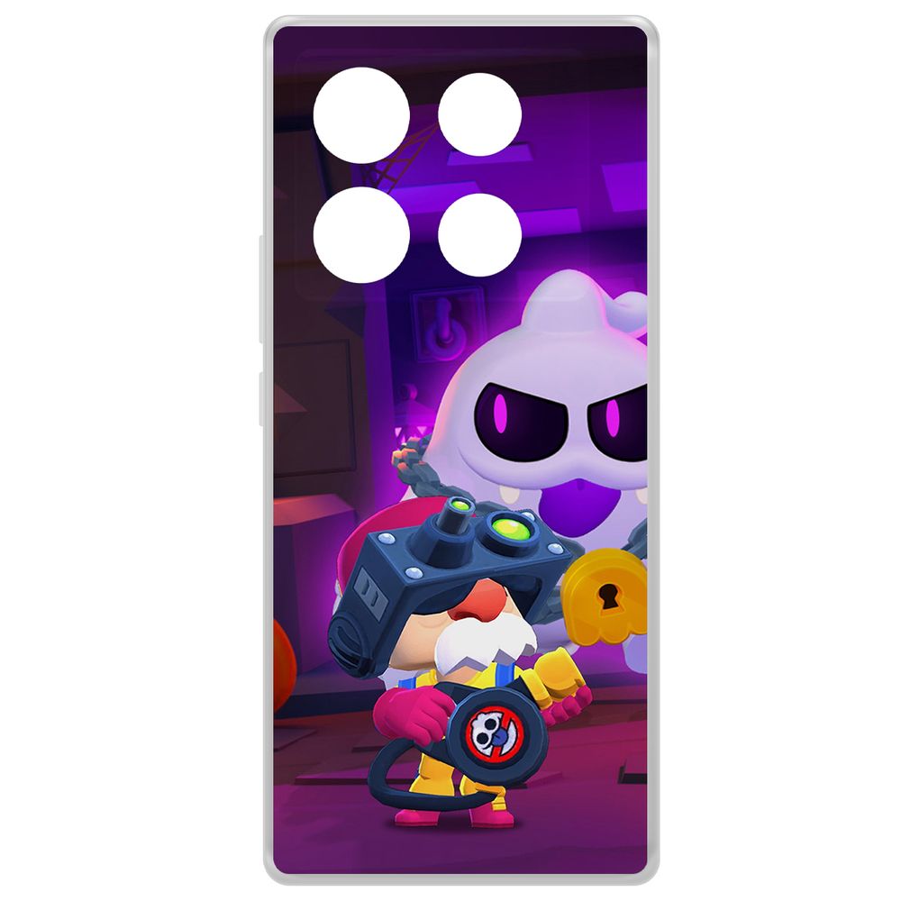 

Чехол-накладка Clear Case Brawl Stars-Охотник за Скуиками Гэйл для INFINIX Note 40 Pro, Прозрачный