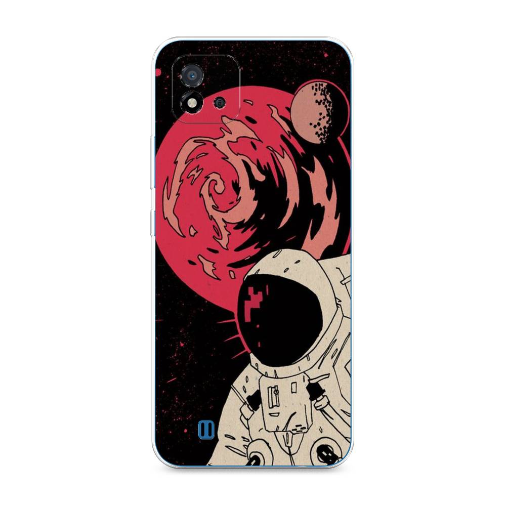 

Чехол на Oppo Realme C20 "Космонавт возле Марса", Черный;красный, 254850-2