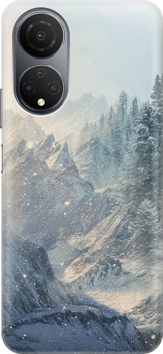 

Силиконовый чехол на Honor X7 "Снежные горы и лес", Белый;голубой, 158543