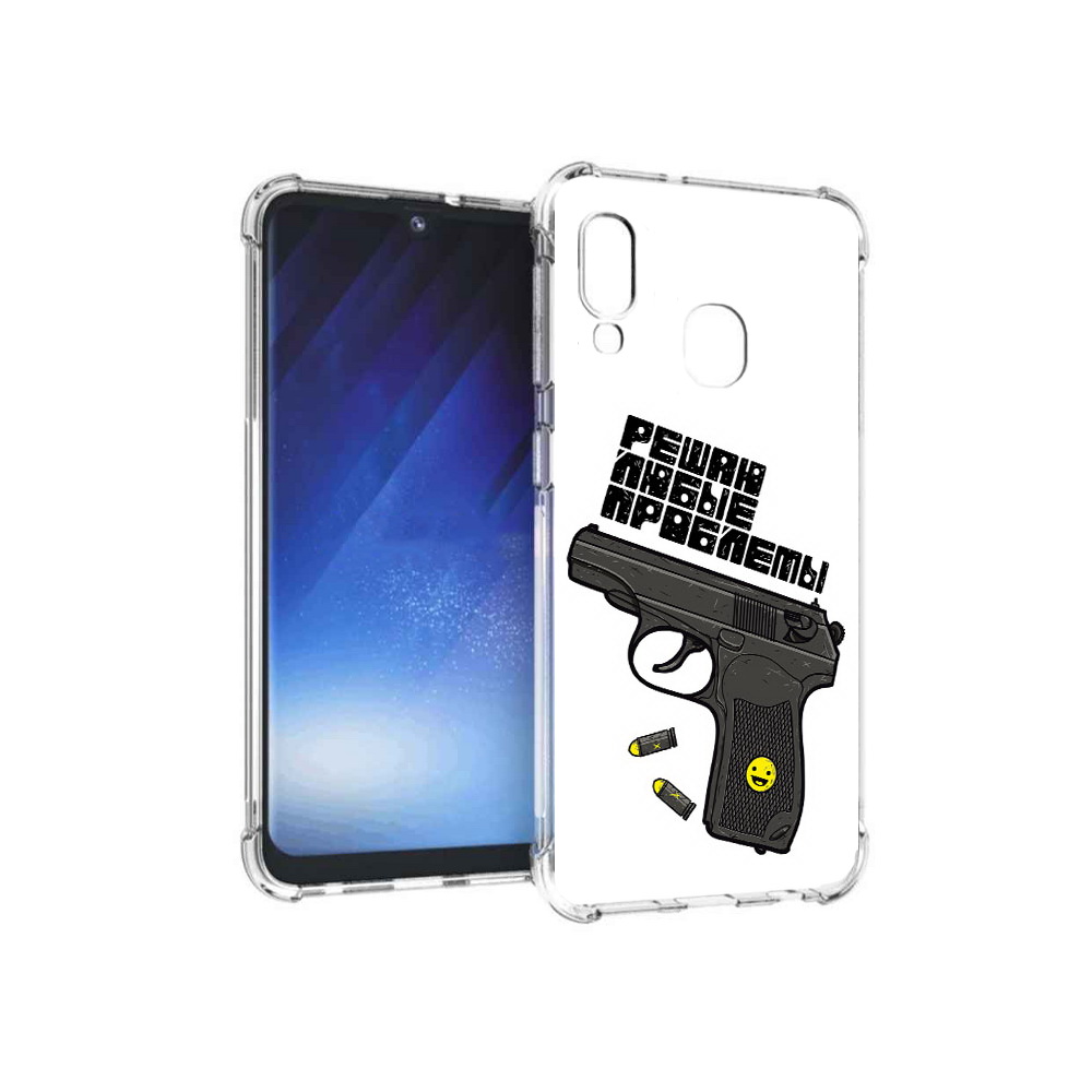 

Чехол MyPads Tocco для Samsung Galaxy A20e пистолет против проблем (PT133424.505.542), Прозрачный, Tocco