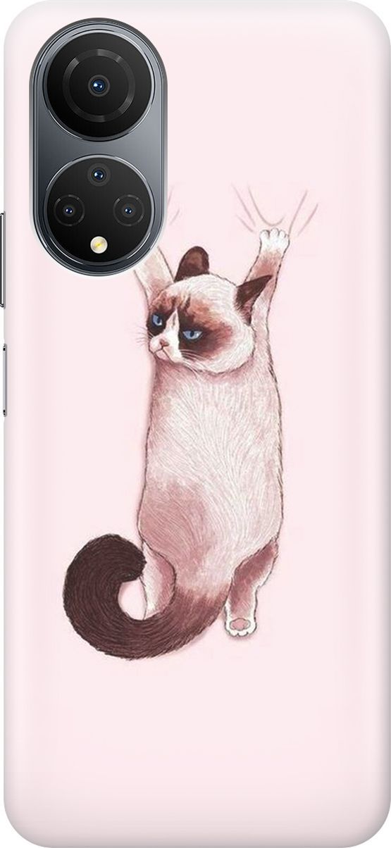 

Силиконовый чехол на Honor X7 "Недовольный кот", Белый;розовый, 158545