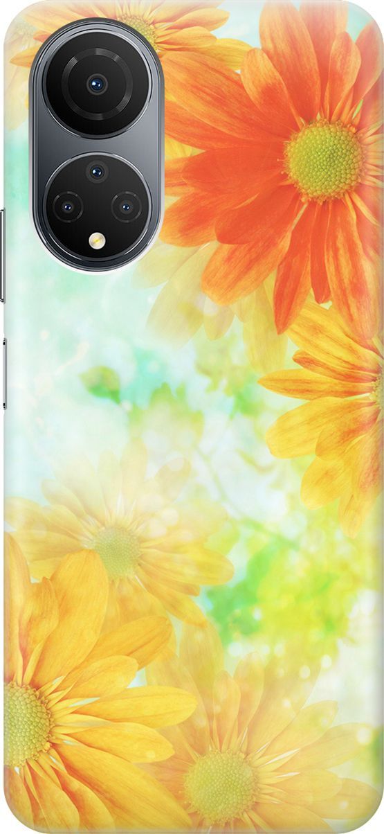 

Силиконовый чехол на Honor X7 "Оранжевые цветы", Желтый;зеленый, 158546