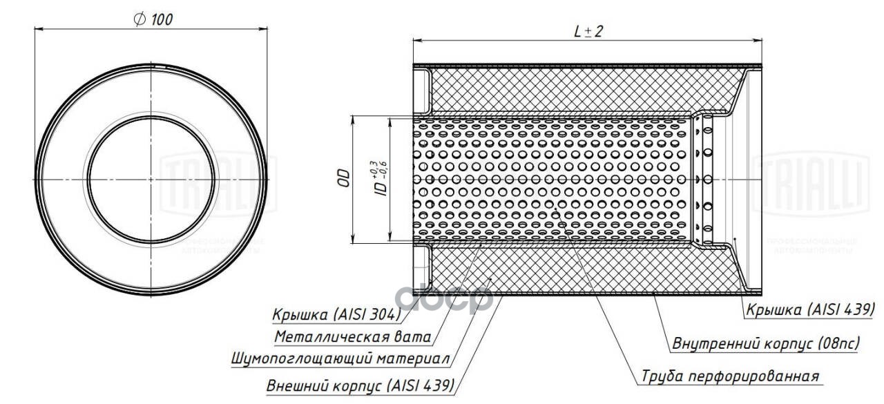 

TRIALLI ESM10011055 Пламегаситель коллекторный 100/110-55 (нерж. алюм. сталь)