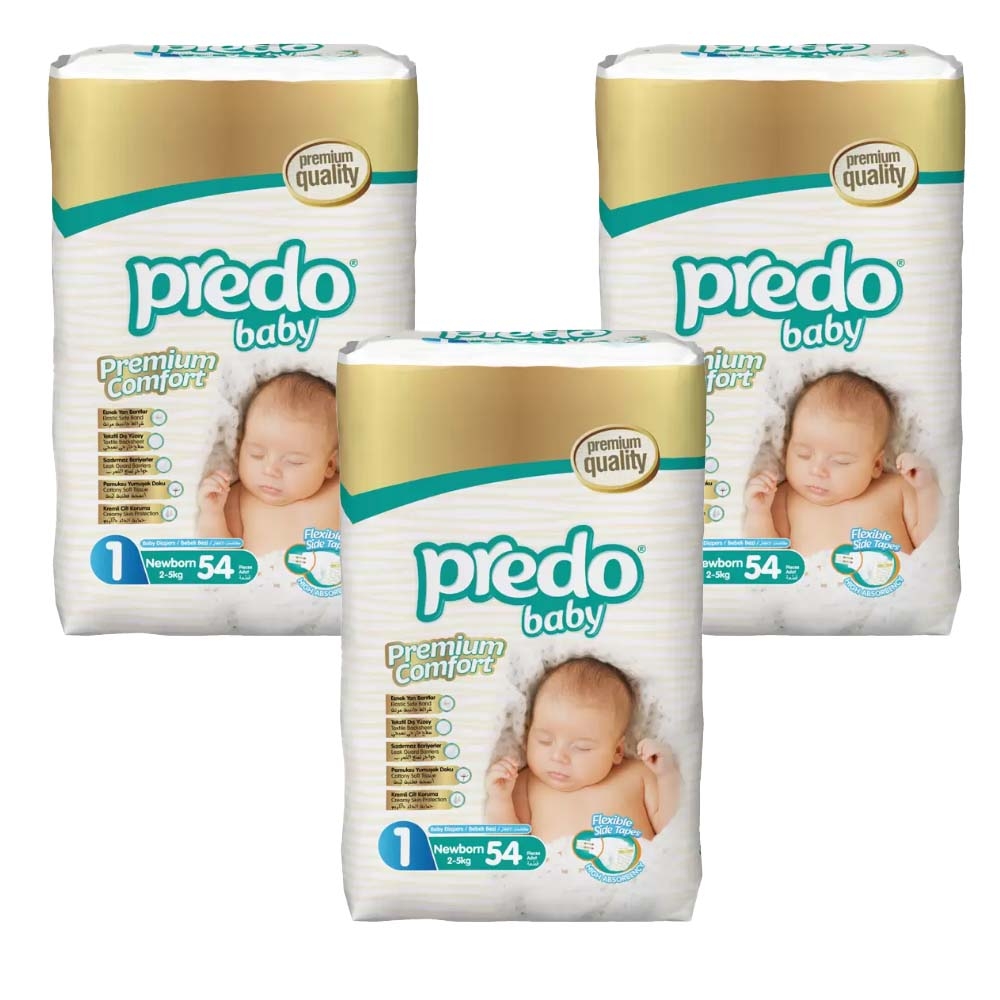 

Подгузники Predo Baby Преимущественная пачка 54 шт. № 1 (2-5 кг.) новорожденный, 3 уп.